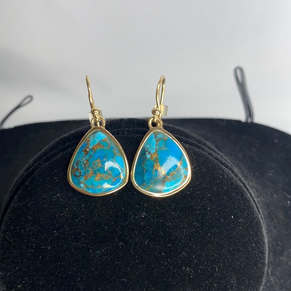 Studio Barse Jewelry - Barse Turquoise Gold Tone Earrings